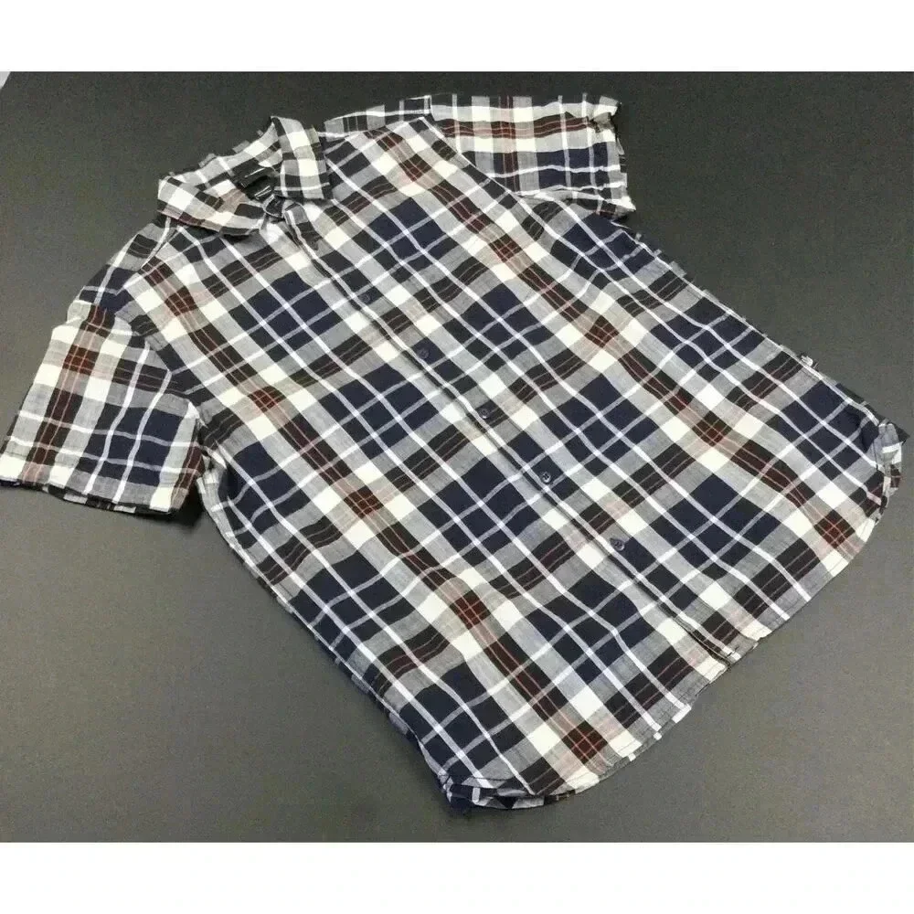 The North Face Mens‎ Navy Blue Plaid Short Sleeve Button-Down Shirt Size Medium